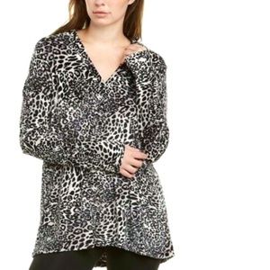 NATORI BLACK & WHITE LEOPARD VELOUR TOP